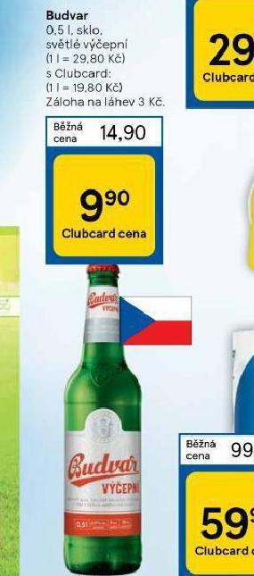Tesco Pivo budvar výčepní nabídka