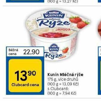 Tesco Kunín mléčná rýže nabídka
