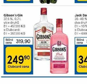 Tesco Gibson´s gin nabídka