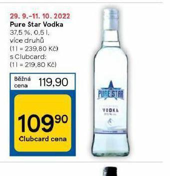 Tesco Pure star vodka nabídka