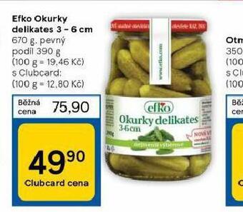 Tesco Efko okurky delikates 3-6 cm nabídka