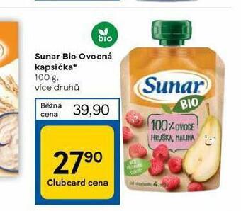 Tesco Sunar bio ovocná kapsička nabídka