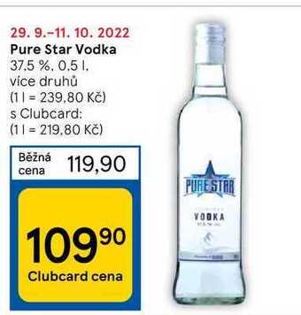 Tesco Pure star vodka 37.5 %, 0.5 1 nabídka