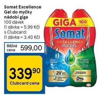 Tesco Somat excellence gel do myčky nádobí giga 100 dávek nabídka