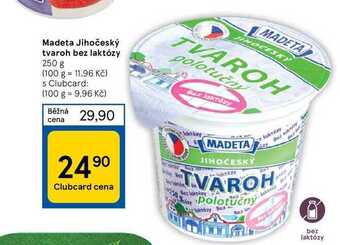 Tesco Madeta jihočeský tvaroh bez laktózy 250 g nabídka