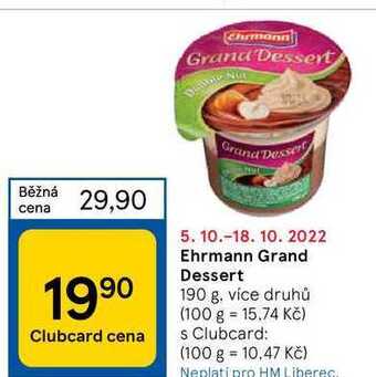 Tesco Ehrmann grand dessert 190 g nabídka