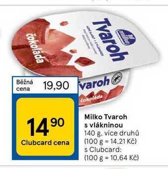 Tesco Milko tvaroh s vlákninou 140 g nabídka