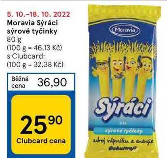 Tesco Moravia sýráci sýrové tyčinky 80 g nabídka