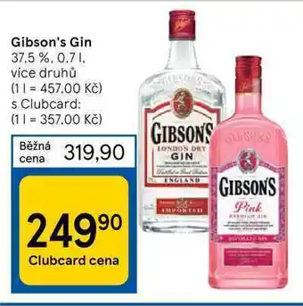 Tesco Gibson's gin 37,5 %, 0,7 1 nabídka