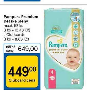 Tesco Pampers premium dětské pleny maxi, 52 ks nabídka