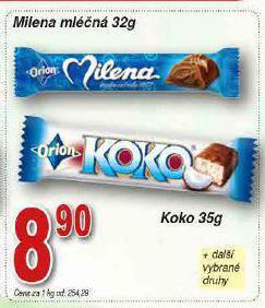 Lidl Milena mléčná nabídka