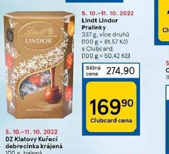 Tesco Linst lindor pralinky nabídka