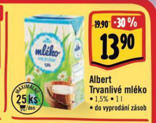 Albert Trvanlivé mléko nabídka