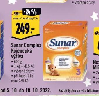 Albert Sunar kojenecká výživa nabídka