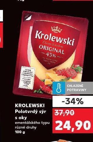 Kaufland Krolewski polotvrdý sýr s oky nabídka