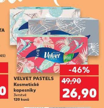 Kaufland Velvet pastels kosmetické kapesníky nabídka