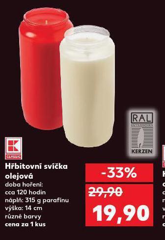 Kaufland Hřbitovní svíčka olejová nabídka