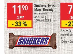Globus Snickers, twix, mars, bounty nabídka