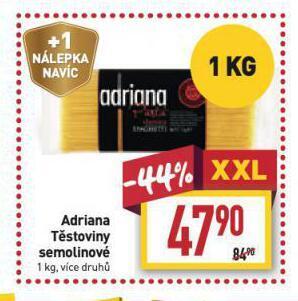 Billa Adriana těstoviny nabídka