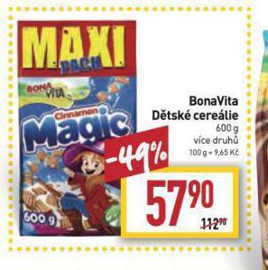 Billa Bonavita dětské cereálie nabídka