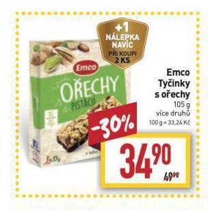 Billa Emco tyčinky s ořechy nabídka