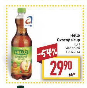 Billa Hello ovocný sirup nabídka