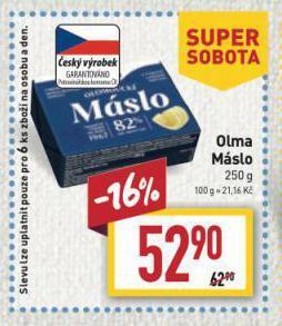 Billa Olma máslo nabídka