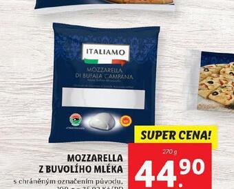Lidl Mozzarella z buvolího mléka nabídka