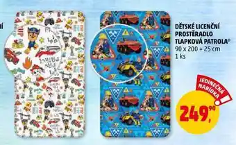 Penny Market Dětské licenční prostěradlo tlapková patrola 90 x 200 + 25 cm, 1 ks nabídka