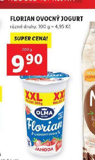 Lidl Florian ovocný jogurt nabídka