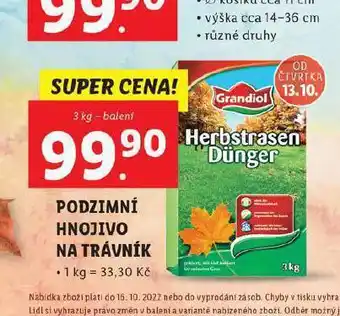 Lidl Podzimní hnojivo n atrávník nabídka