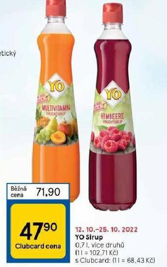 Tesco Yo sirup nabídka