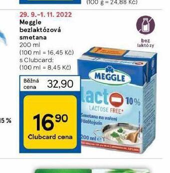 Tesco Meggle bezlaktózová smetana nabídka