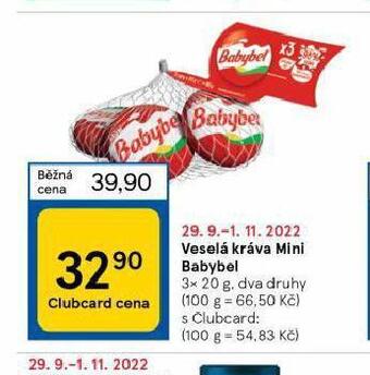 Tesco Veselá kráva mini babybel nabídka