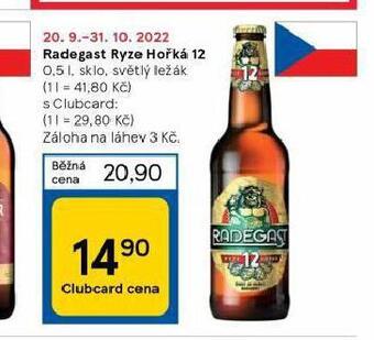 Tesco Pivo radegast ryze hořká 12 nabídka