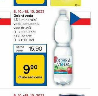 Tesco Dobrá voda ochucená nabídka