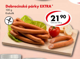 CBA Krahulík Debrecínské párky EXTRA 100 g nabídka