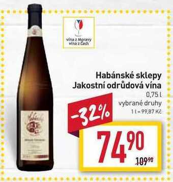 Habánské sklepy jakostní odrůdová vína 0,75l
