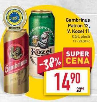 Billa Gambrinus patron 12 0,5 l, plech nabídka