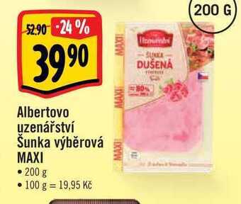 Albert Albertovo uzenářství šunka výběrová maxi • 200 g nabídka