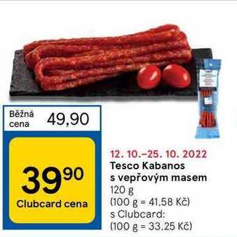 Tesco Tesco kabanos s vepřovým masem 120 g nabídka