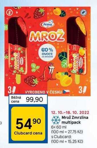 Tesco Mrož zmrzlina multipack 6 x 60 ml nabídka