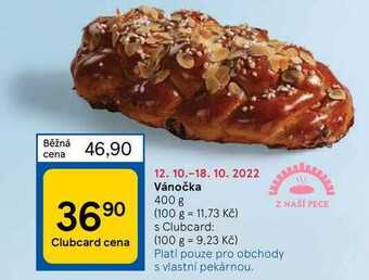 Tesco Vánočka 400 g nabídka
