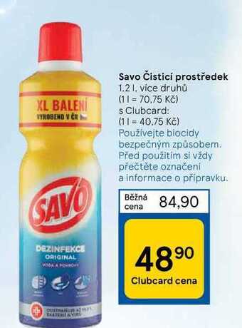 Tesco Savo čisticí prostředek 1.2 l nabídka