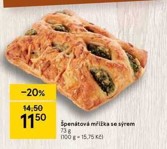 Tesco Špenátová mřížka se sýrem 73 g nabídka
