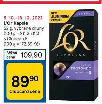 Tesco L'or kapsle 52 g nabídka