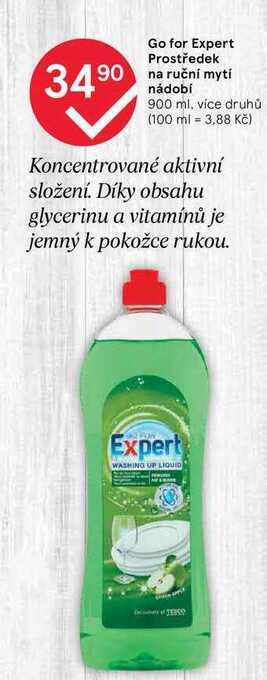 Tesco Go for expert prostředek na ruční mytí nádobí 900 ml nabídka