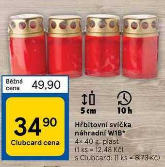 Tesco Hřbitovní svíčka náhradní w1b* 4x 40 g nabídka