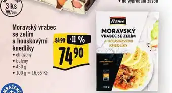 Albert Moravský vrabec se zelím a houskovými knedlíky nabídka