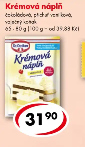 CBA Dr.Oetker Krémová náplin čokoládová, příchut vanilková, vaječný konak 65-80 g nabídka